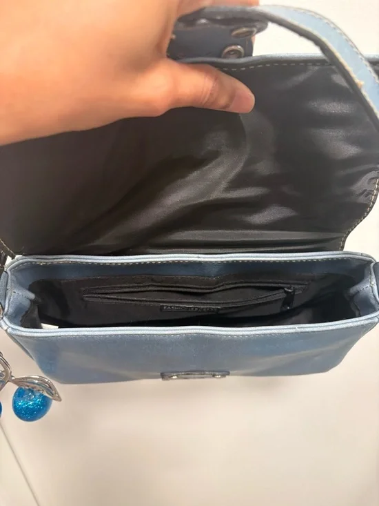 Blue Leather Shoulder Bag with Decorative Strap - Picture 2 of 2